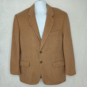 Camelhair Wool Blend Tan Brown Button Blazer Jacket (40 R)